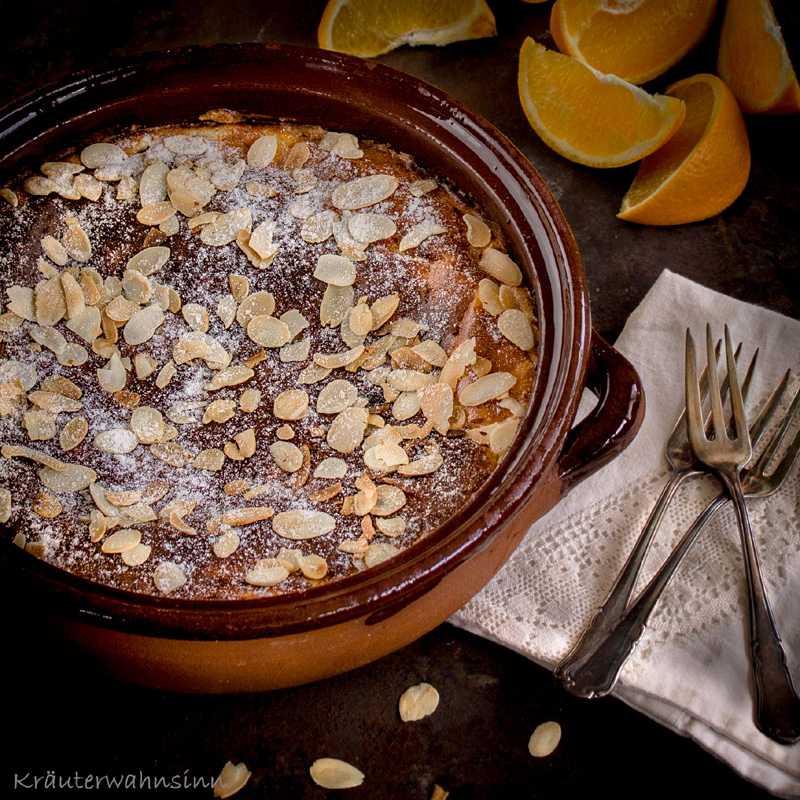 Mandel-Ricotta-Orangen-Kuchen mit marinierten Orangenfilets, glutenfrei